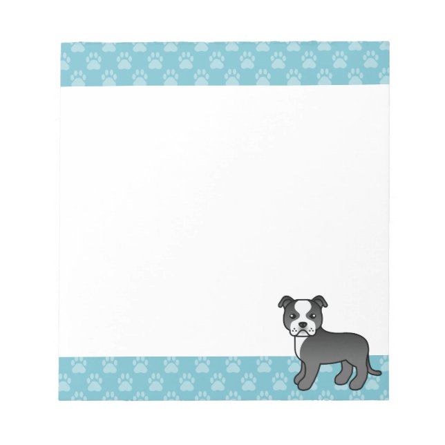 Bloc-note Chien Staffordshire Bull Terrier noir et blanc (Devant)
