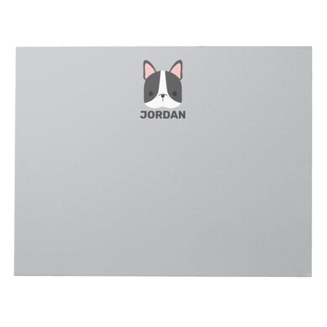 Bloc-note Chien-taureau français mignon avec nom personnalis (Devant)