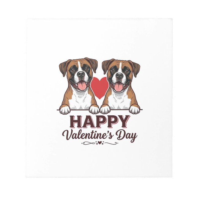 Bloc-note Chiens Boxer Joyeuse Saint-Valentin Vintage (Devant)