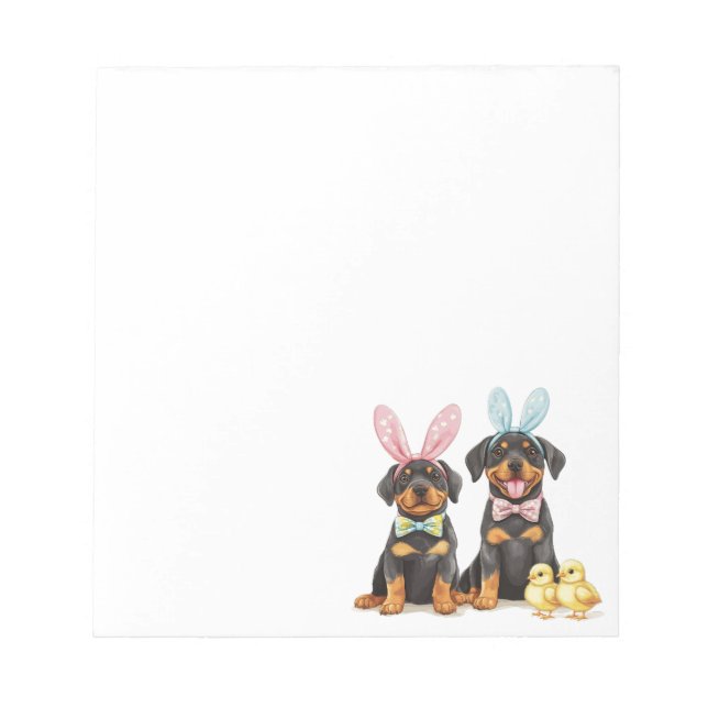 Bloc-note Chiens Bunny Oreilles de Pâques Rottweiler (Devant)