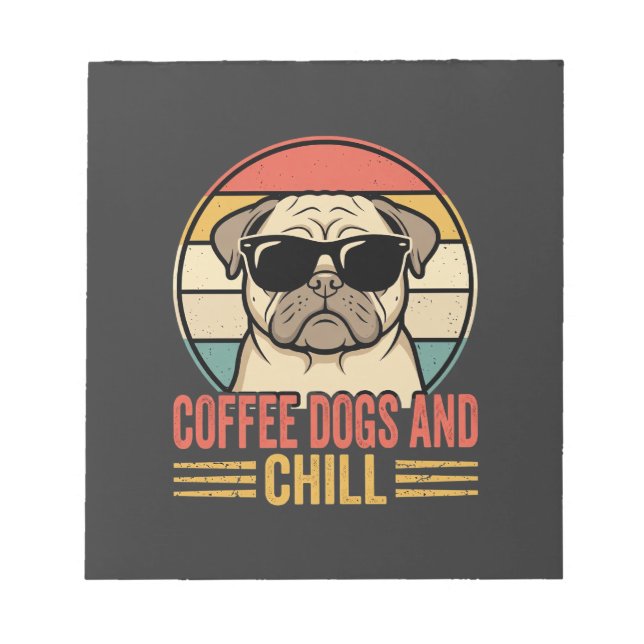 Bloc-note Chiens de café et Pug Rétro Chill (Devant)