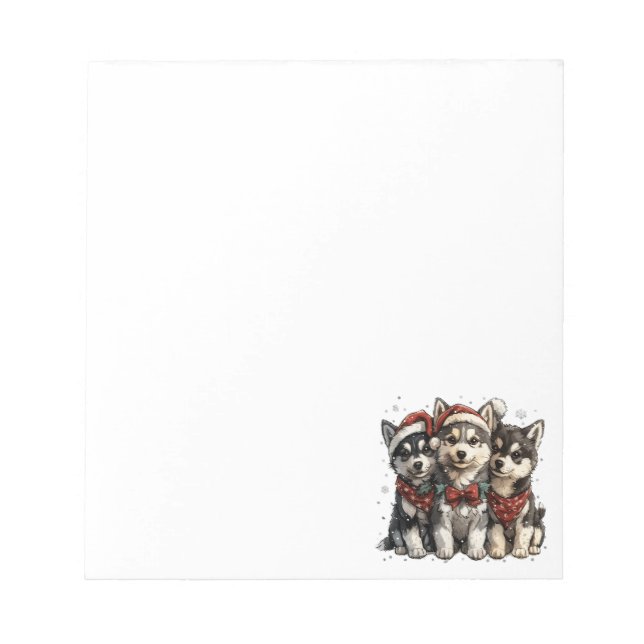 Bloc-note Chiens Husky de Noël (Devant)