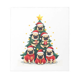 Bloc-note Chiens Pug Arbre de Noël Mignon Noël (4)