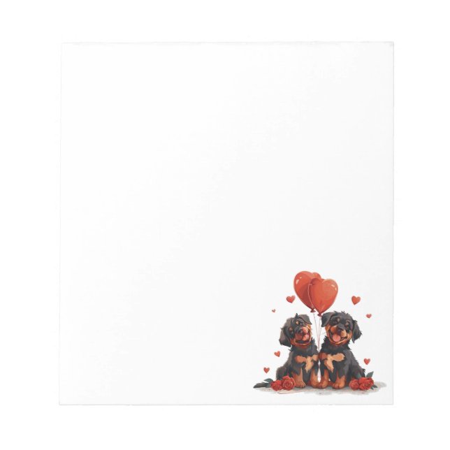 Bloc-note Chiens Rottweiler de la Saint-Valentin (Devant)
