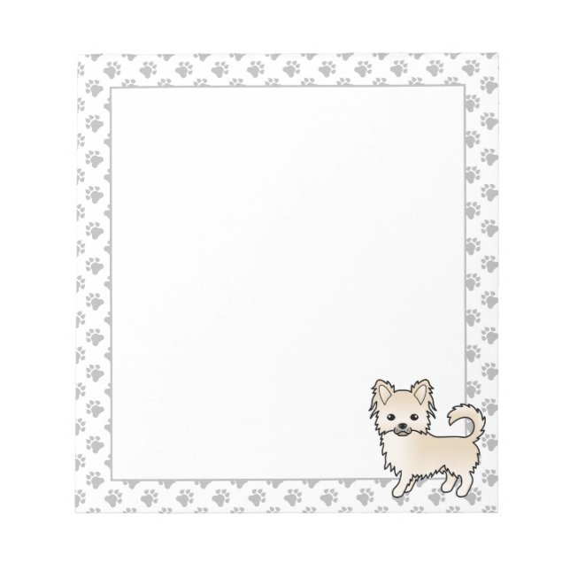 Bloc-note Chihuahua à longs poils crème Chien de dessin anim (Devant)