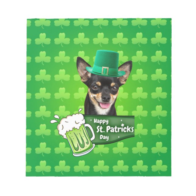 Bloc-note Chihuahua Chien Chiot Chiot St. Patrick's Day Clov (Devant)