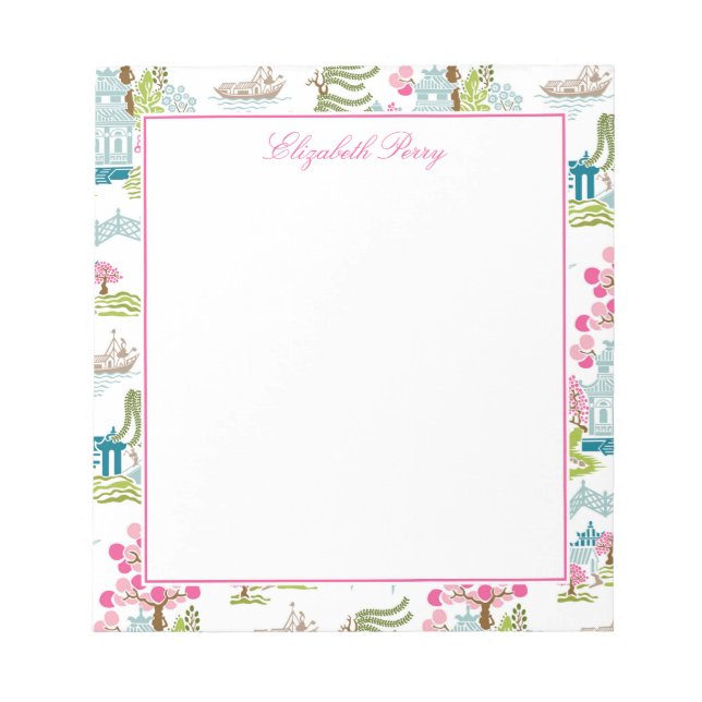 Bloc-note Chinoiserie traditionnelle aux couleurs du printem (Devant)