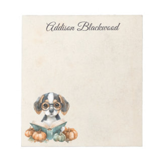 Bloc-note Chiot Beagle Mignon Lisant un Livre Personnalisé d
