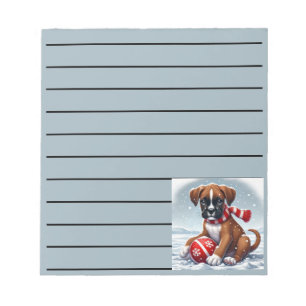 Bloc-note Chiot Boxer Adorable dans un Paysage enneigé
