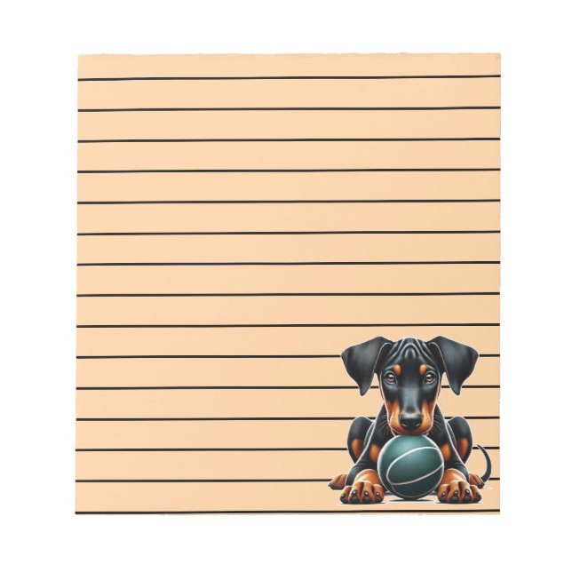 Bloc-note Chiot Doberman Adorable Jouant avec un Ballon (Devant)