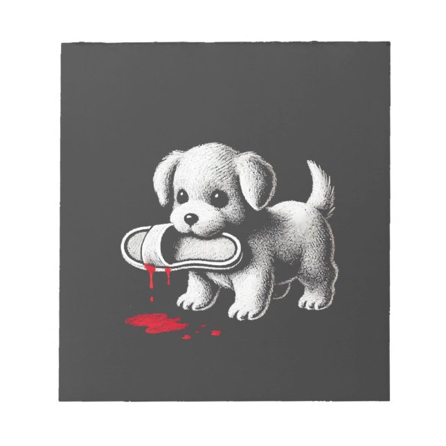 Bloc-note Chiot Mignon avec Chemise Pantoufle Humour Noir Am (Devant)