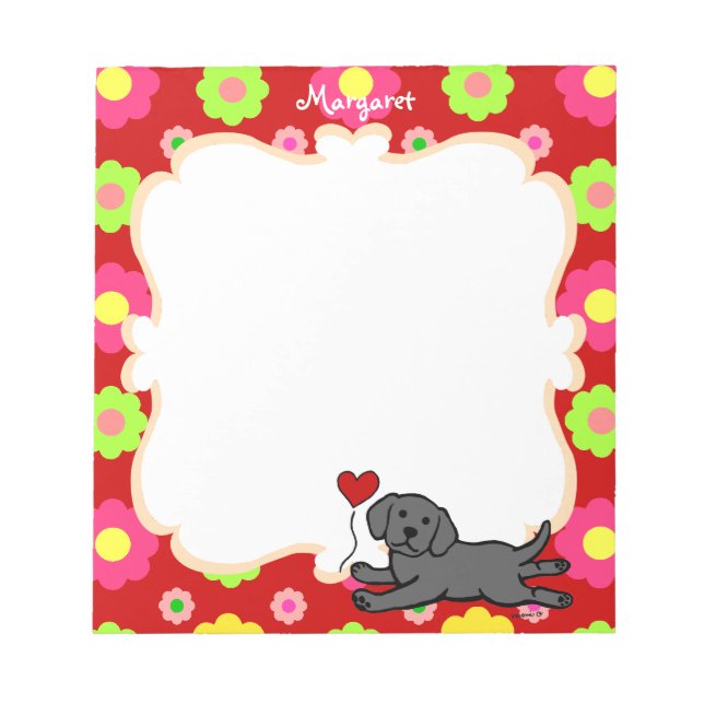 Bloc-note Chiot noir Labrador personnalisé (Devant)