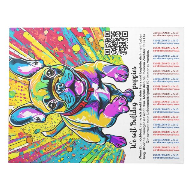 Bloc-note Chiots Bouledogue Français flyer détachable  (Devant)