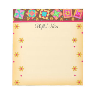 Bloc-note Chocolat Brown Jaune Patchwork Quilt Blocks Art