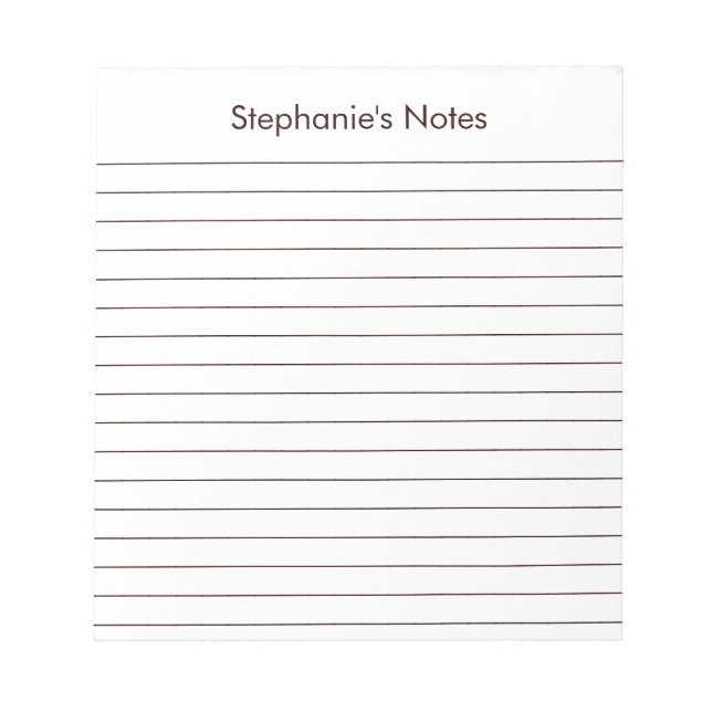 Bloc-note Chocolat moderne Brown Liné Personnalisé (Devant)