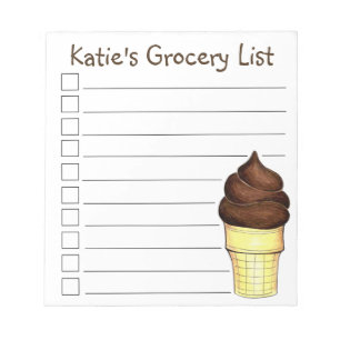 Bloc-note Chocolat Soft Sert glace Crème Cone liste d'épicer