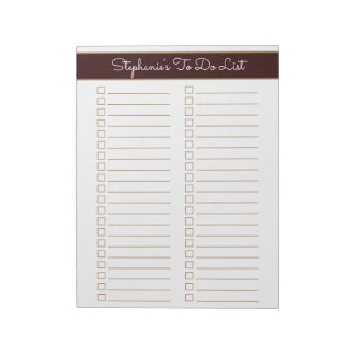 Bloc-note Chocolate Brown 8.5x11 Two Column Checklist