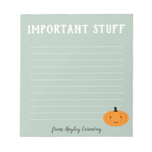 Bloc-note Choses importantes Mignon Citrouille d'Halloween V
