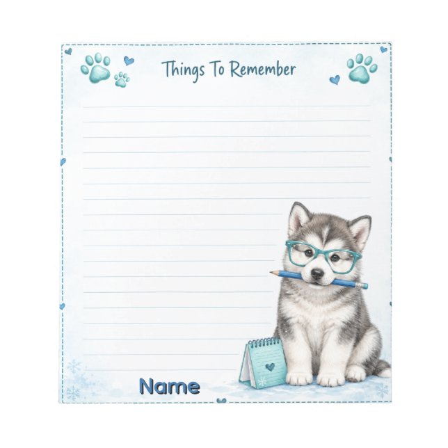 Bloc-note Choses mignonnes de Malamute d'Alaska à retenir (Devant)