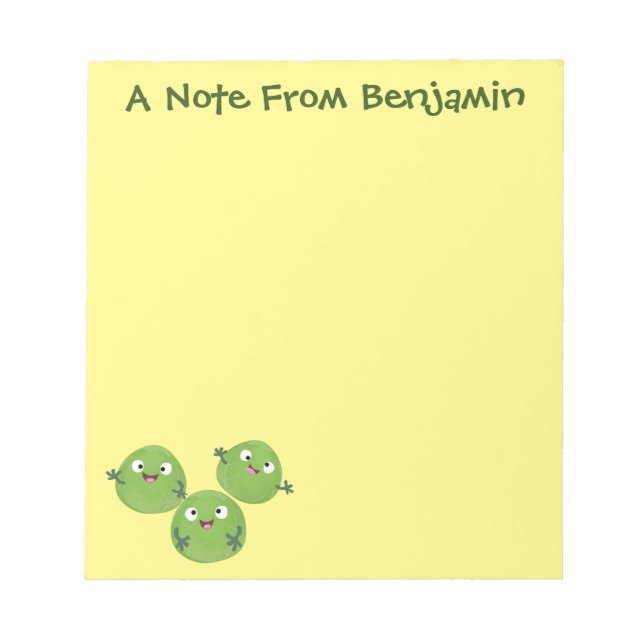 Bloc-note Chou de Bruxelles drôle dessin animé légumes (Devant)