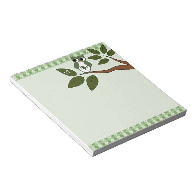 Bloc-note Chouette d'amour du Jacquard vert (Incliné)