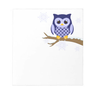 Bloc-note Chouette d'hiver bleue