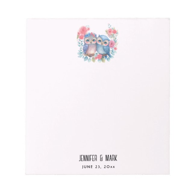 Bloc-note Chouettes amoureuses Assis sur une branche d'arbre (Devant)