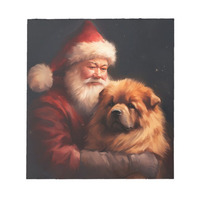 Bloc-note Chow Chow avec le Père Noël Noël Festif (Devant)