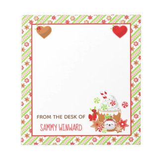 Bloc-note Christmas Holiday Cocoa and Cookies Green Notepad