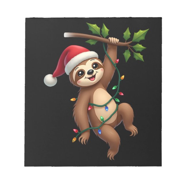 Bloc-note Christmas Lights Sloth Wearing Xmas Hat - Sloth Lo (Devant)