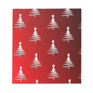 Bloc-note Christmas Trees Silver on Red