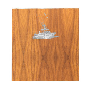 Bloc-note Chrome Comme bateau de pêche sur bois de teck