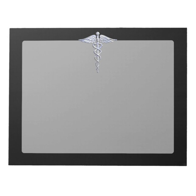Bloc-note Chrome Comme Caduceus Symbole Médicale (Devant)