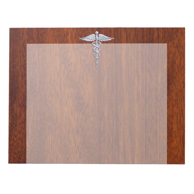 Bloc-note Chrome Comme Caduceus Symbole Médicale Mahogany Br (Devant)