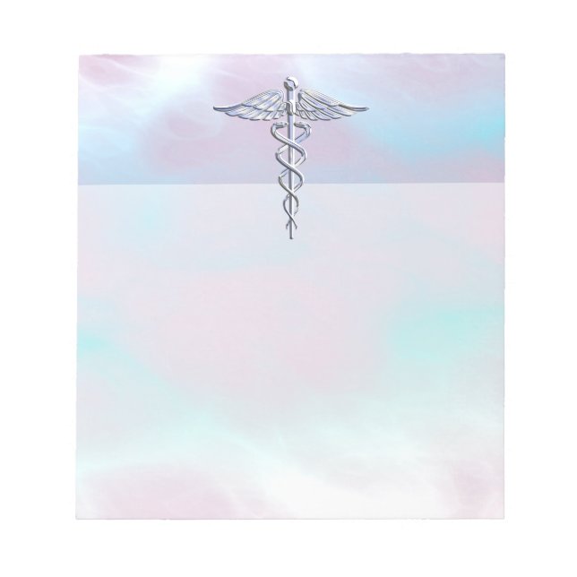 Bloc-note Chrome Comme Caduceus Symbole Médicale Mère Pearl (Devant)