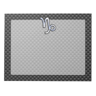 Bloc-note Chrome comme Capricorne Signe noir fibre de carbon