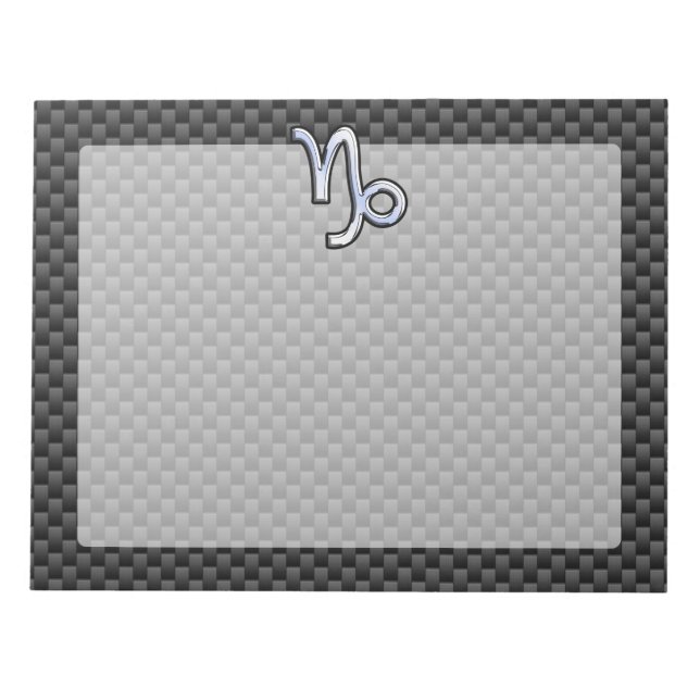 Bloc-note Chrome comme Capricorne Signe noir fibre de carbon (Devant)