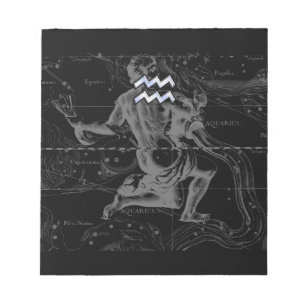 Bloc-note Chrome Style Aquarius Symbole Zodiaque sur Heveliu
