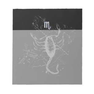 Bloc-note Chrome Style Scorpio Zodiac Symbole sur Hevelius