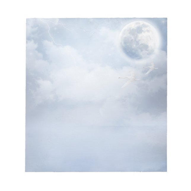 Bloc-note Ciel bleu magique avec cygnes volants (Devant)