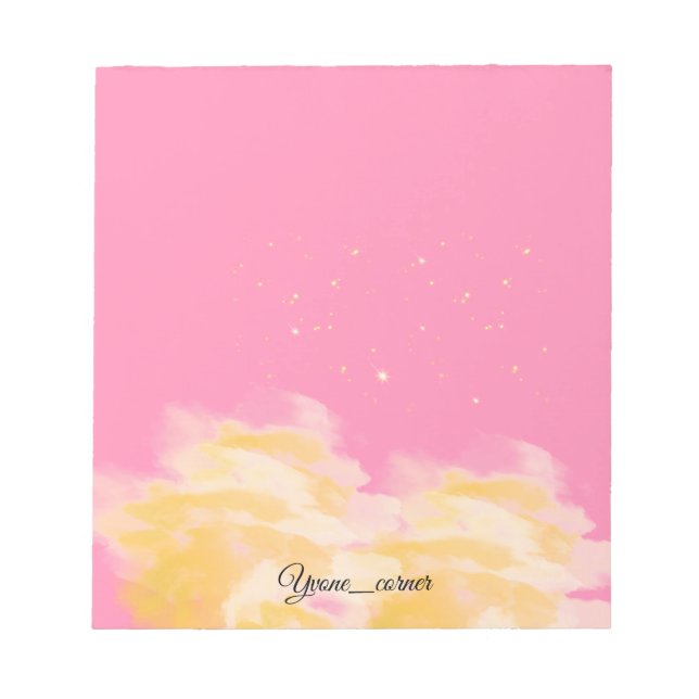 Bloc-note Ciel Rose Doux | Écriture de Nuages Esthétique (Devant)