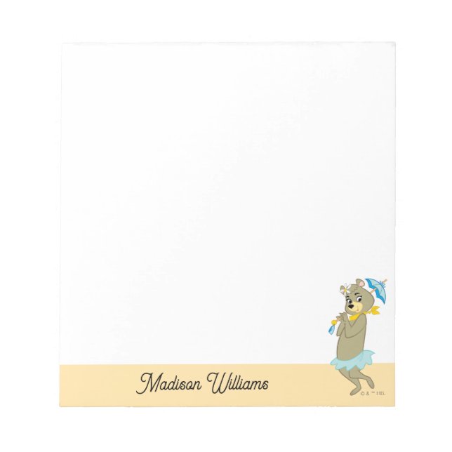 Bloc-note Cindy Bear tenant le parasol (Devant)