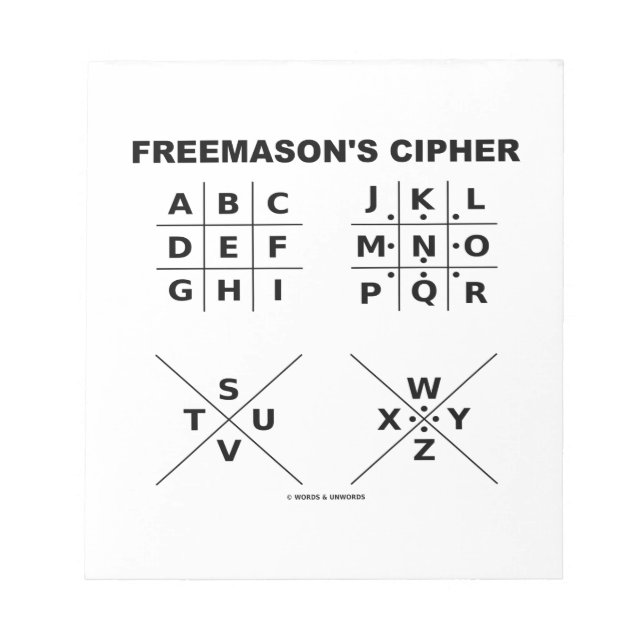 Bloc-note Cipher de Freemason (Cryptographie) (Devant)