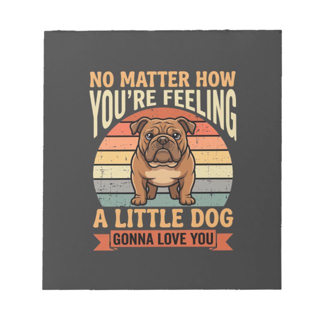 Bloc-note Citation d'amour de bouledogue drôle Rétro Chien (Devant)