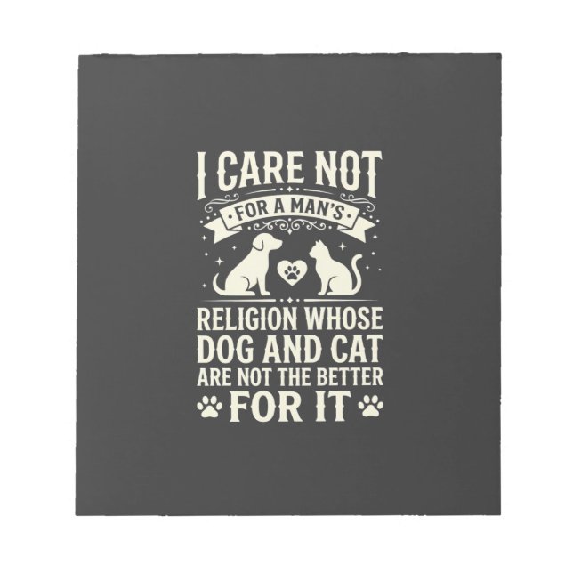 Bloc-note Citation de religion de chien et chat (Devant)