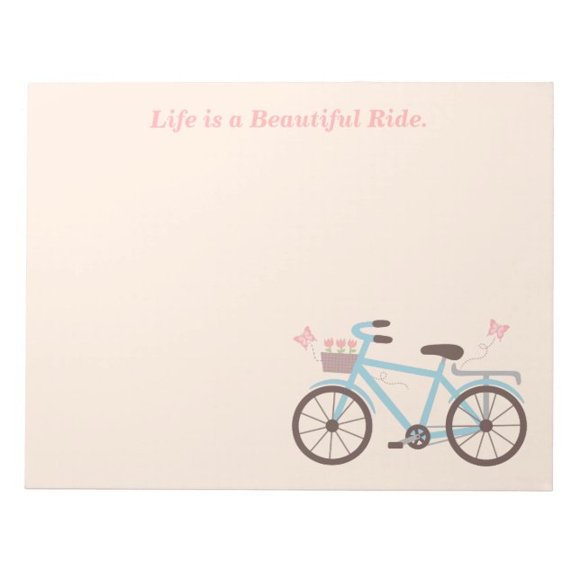 Bloc-note Citation de vélo La vie est un beau voyage (Devant)