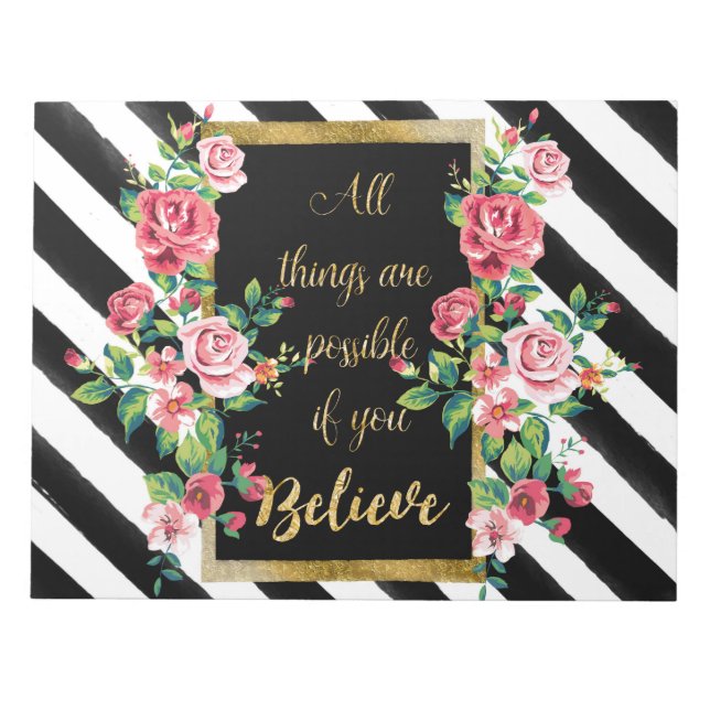 Bloc-note Citation d'inspiration dorée moderne (Devant)