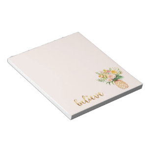 Bloc-note Citation Tropicale de Pineapple Florale Or Croire