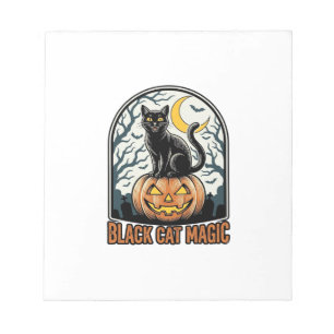 Bloc-note Citrouille Chat Noir Gravure Halloween Vintage_1