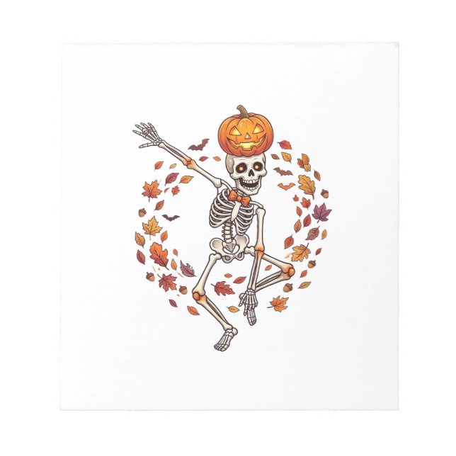 Bloc-note Citrouille de tête de squelette dansant Halloween  (Devant)